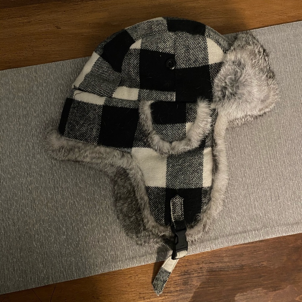 Buffalo Check Rabbit fur Aviator - Picture 2 of 5